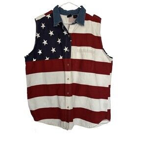 Quiz Womens Patriotic Vest Size 22 USA Flag Sleeveless Rodeo, Concerts, July 4th